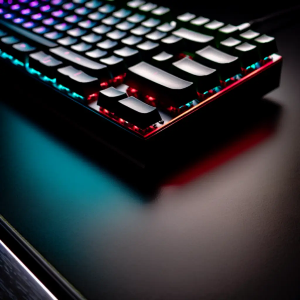 Podświetlana klawiatura gamingowa na biurku gracza