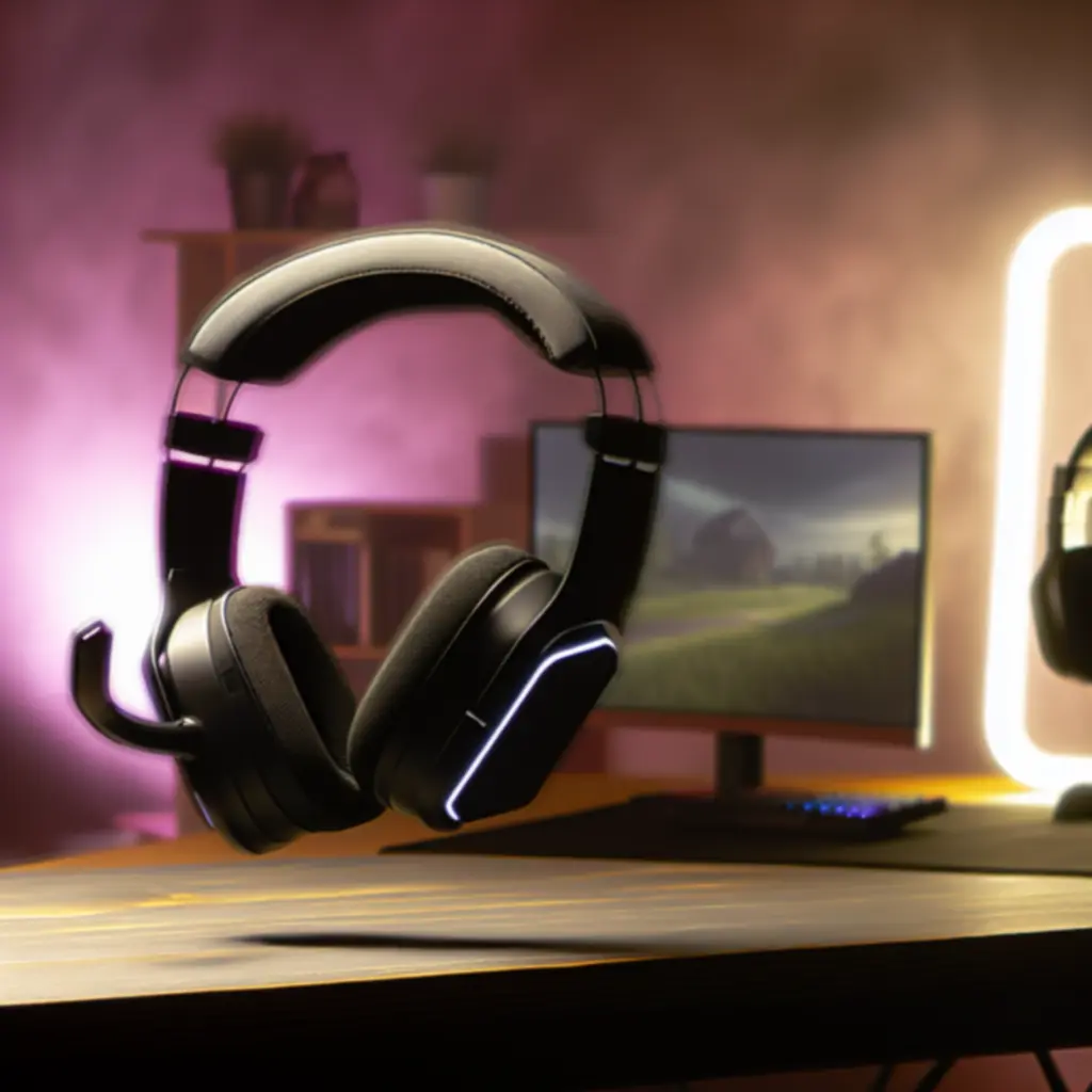 Słuchawki gamingowe na biurku w studiu nagraniowym