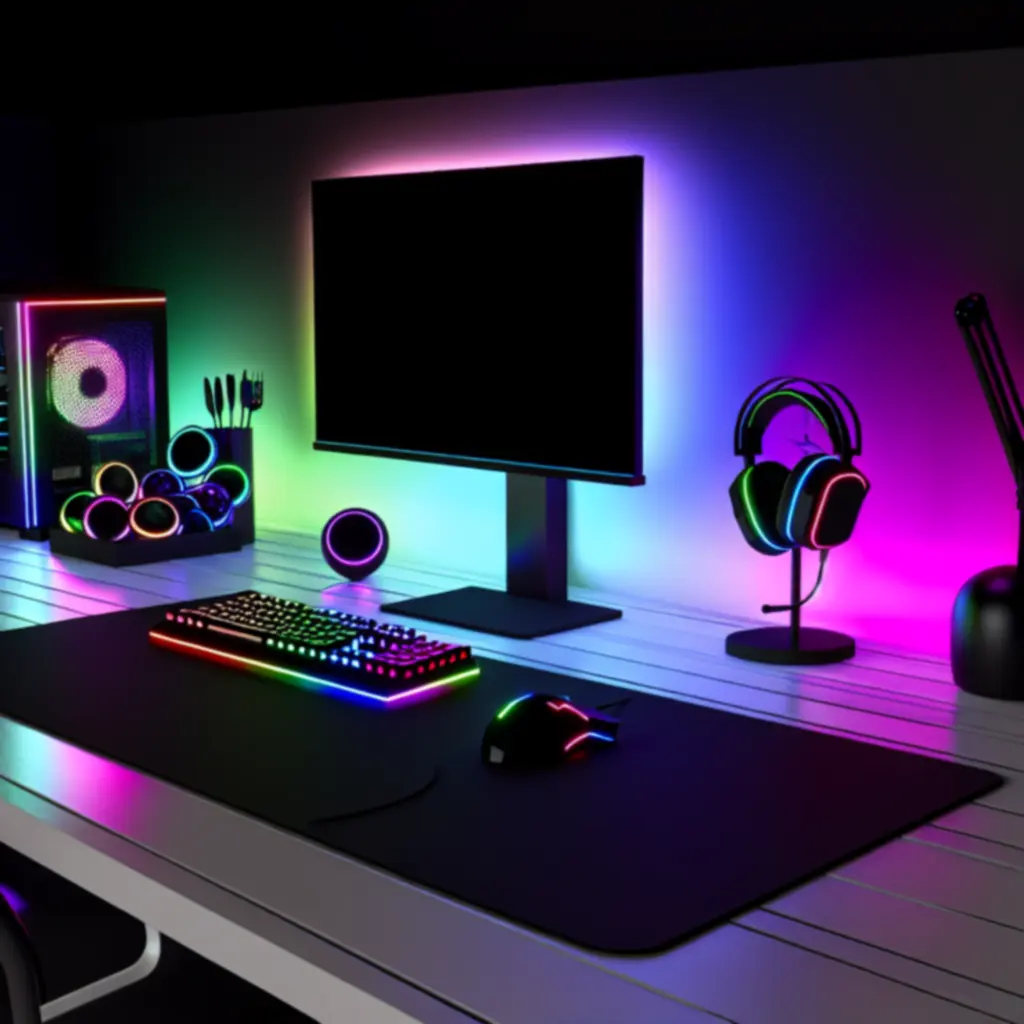 Nowoczesne stanowisko gamingowe z akcesoriami