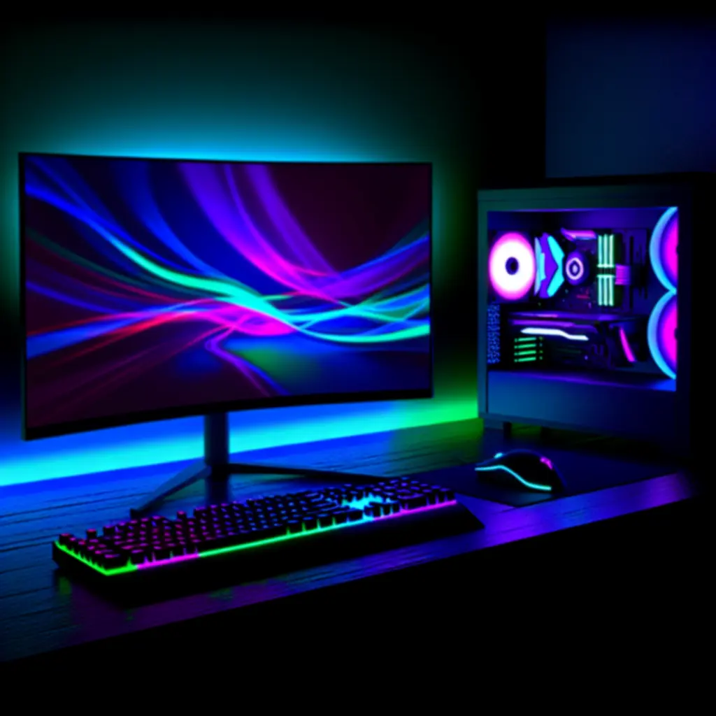 Nowoczesne stanowisko gamingowe z podświetleniem RGB