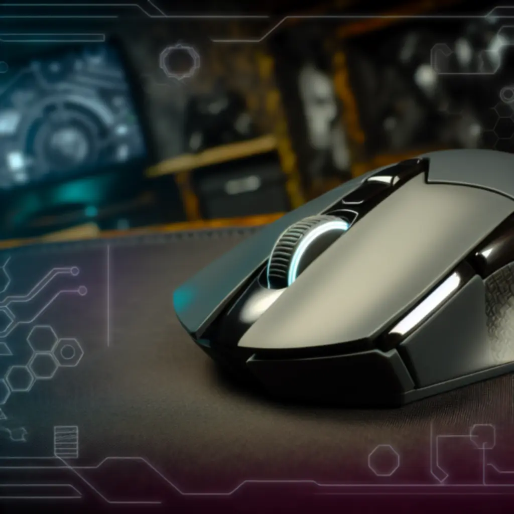 Precyzyjna mysz gamingowa na podświetlonym biurku