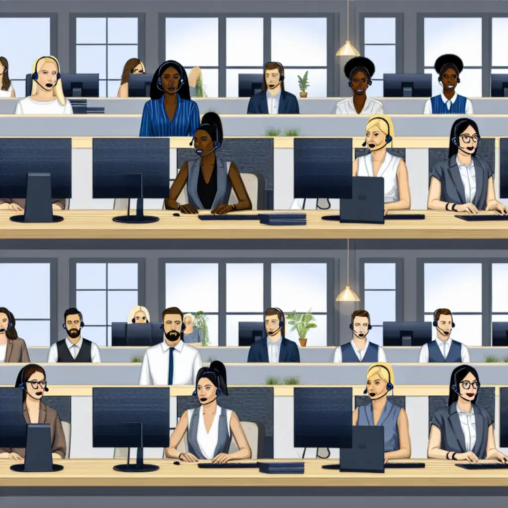 Zespół wsparcia Plonexia przy biurkach obsługi klienta